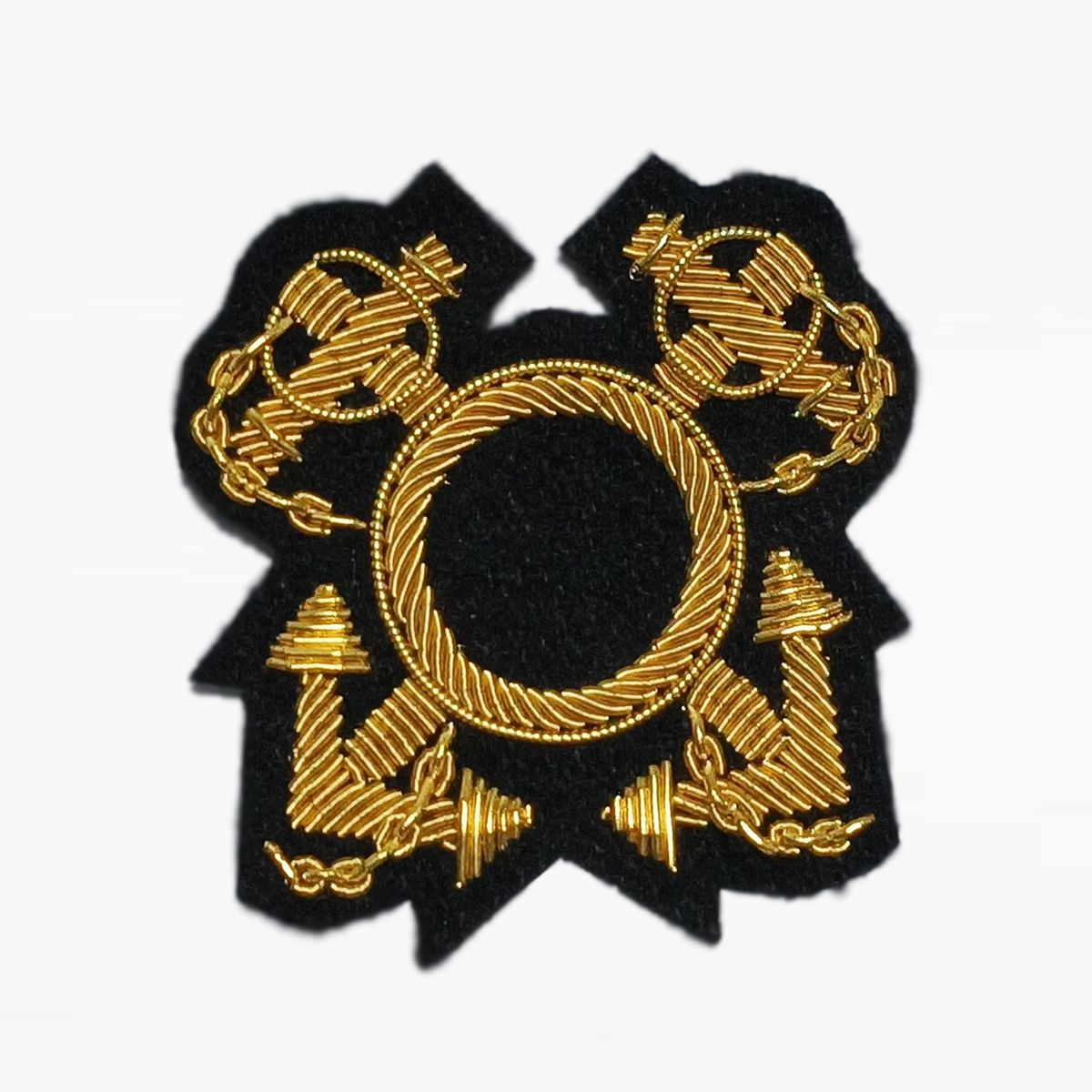 Crossed Anchors Bullion Wire Embroidered Badge Patches