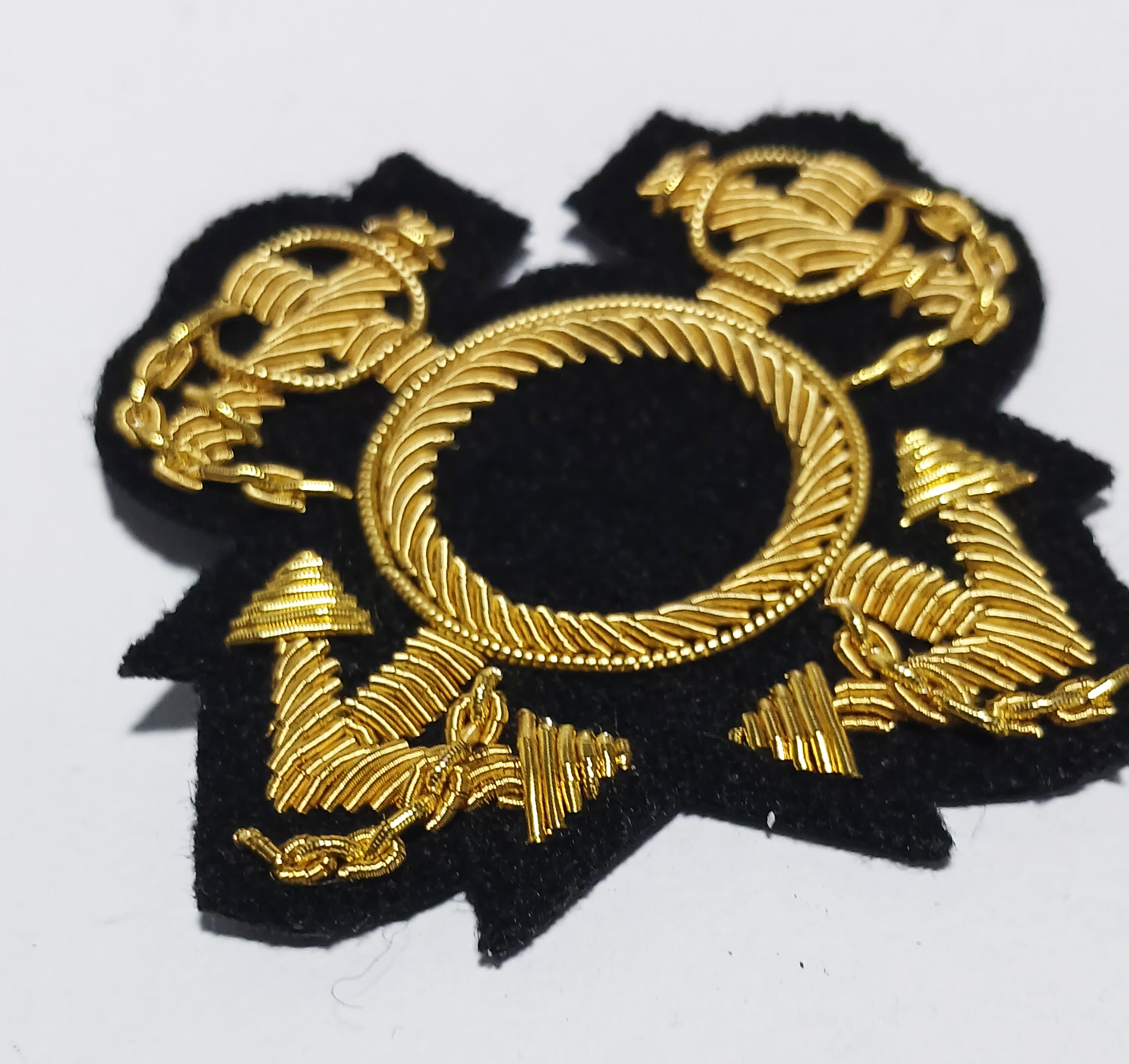 Crossed Anchors Bullion Wire Embroidered Badge Patches